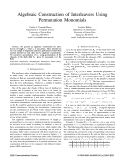 Algebraic Construction of Interleavers Using Permutation Monomials