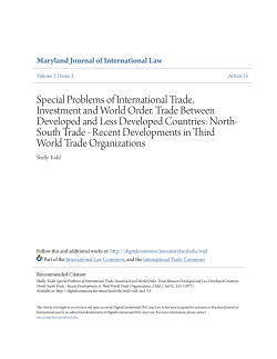 Special Problems of International Trade, Investment and World
