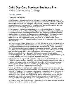 3. Child Day Care Services Business Plan