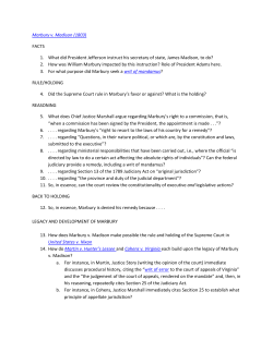 Marbury v. Madison (1803) FACTS 1. What did President Jefferson