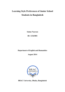 Learning Style Preferences of Junior School Students in Bangladesh