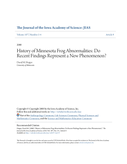 History of Minnesota Frog Abnormalities: Do Recent Findings