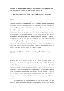 Lovell, Julia (2016) The Cultural Revolution and its legacies in in