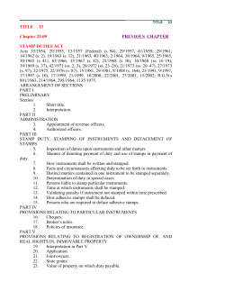 TITLE 23 Chapter 23:09 PREVIOUS CHAPTER STAMP DUTIES
