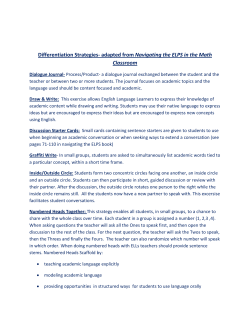 Differentiation Strategies- adapted from Navigating the ELPS in the
