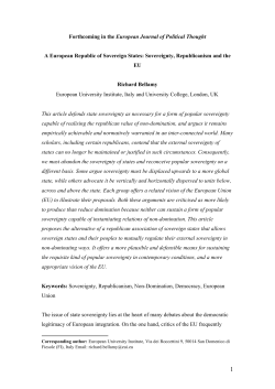 Sovereignty, Republicanism and - Cadmus Home