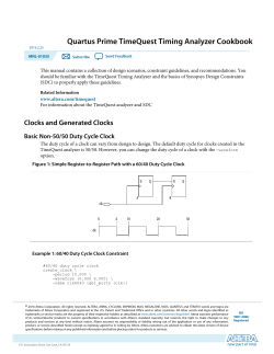 Quartus Prime TimeQuest Timing Analyzer Cookbook