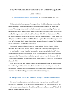 Early Modern Mathematical Principles and