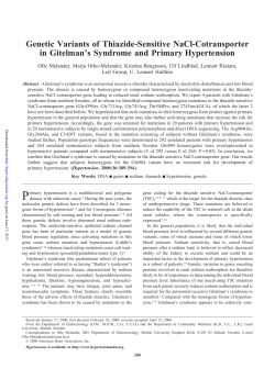Genetic Variants of Thiazide-Sensitive NaCl