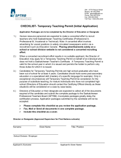 CHECKLIST- Temporary Teaching Permit (Initial Application)