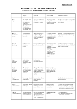 SUMMARY OF THE PHASED APPROACH