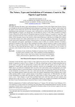 The Nature, Types and Jurisdiction of Customary Courts