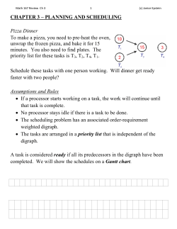 CHAPTER 3 &ndash; PLANNING AND SCHEDULING Pizza Dinner To