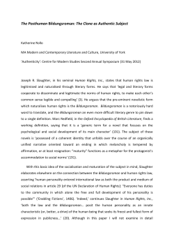 The Posthuman Bildungsroman: The Clone as Authentic Subject