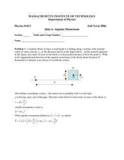 MASSACHUSETTS INSTITUTE OF TECHNOLOGY Department of