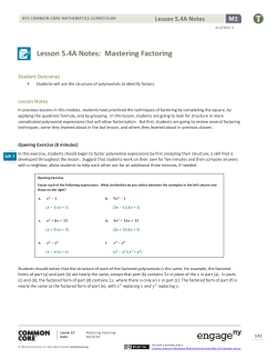 Lesson 5.4A Notes: Mastering Factoring