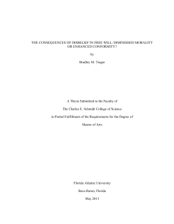 The consequences of disbelief in free will: diminished morality or