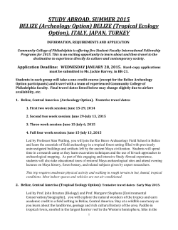 STUDY ABROAD, SUMMER 2015 BELIZE (Archeology Option