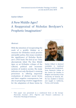A New Middle Ages? - International Journal of Orthodox Theology