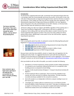 Considerations When Selling Unpasteurized (Raw) Milk
