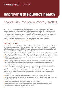 Improving the public`s health: An overview for