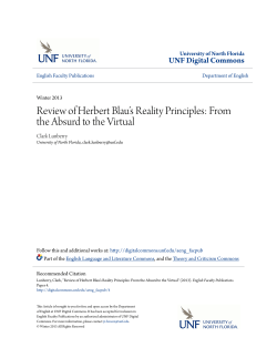 Review of Herbert Blau`s Reality Principles