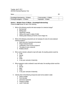 Section I &ndash; Multiple Choice (10 Marks &ndash; Knowledge