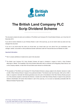 The British Land Company PLC Scrip Dividend Scheme