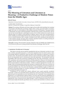 The Meaning of Literature and Literature as Meaning&mdash;A Productive