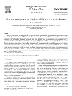 Alignment/misalignment hypothesis for tRNA selection by the