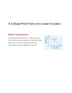 6.5 Slope-Point Form of a Linear Function: