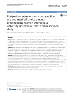 Postpartum intentions on contraception use and method choice