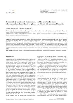 Seasonal dynamics of chironomids in the profundal