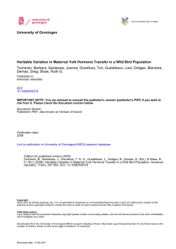 University of Groningen Heritable Variation in Maternal Yolk