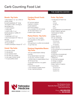 Carb Counting Food List