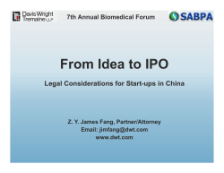 From Idea to IPO in China, Some Legal Considerations