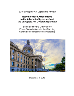 2016 Lobbyists Act Legislative Review Recommended Amendments