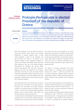 Presidential election in Greece - 18th February 2015