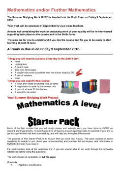 Mathematics and/or Further Mathematics