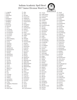 Indiana Academic Spell Bowl 2017 Junior Division Word List
