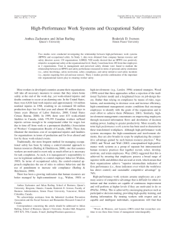 High-Performance Work Systems and Occupational Safety