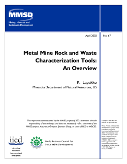 Metal Mine Rock and Waste Characterization Tools: An