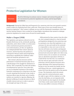 Protective Legislation for Women