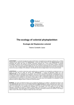 The ecology of colonial phytoplankton