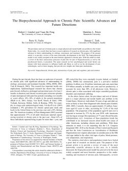 The Biopsychosocial Approach to Chronic Pain: Scientific Advances