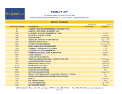 PRODUCT LIST Bakery Products