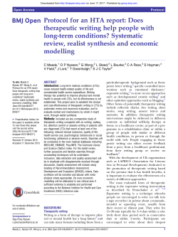Protocol for an HTA report: Does therapeutic writing help people