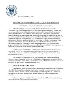 Identity theft : authentication as a solution (revisited)