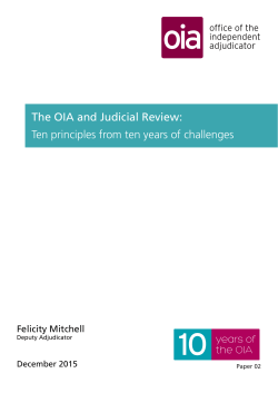 The OIA and Judicial Review: Ten principles from ten years of