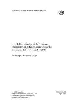 UNHCR`s response to the Tsunami emergency in Indonesia and Sri